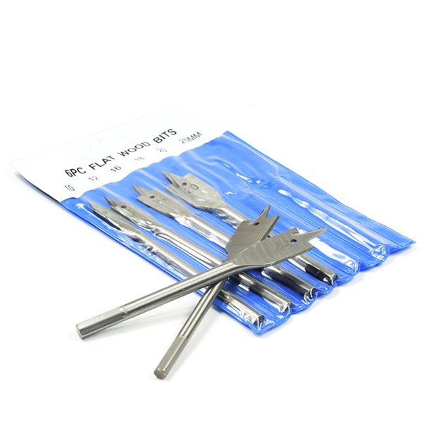 6pcs 10-25mm Spade Drill Bits Set Flat-Head Hex-Shank Hole Puncher Tool for Wood