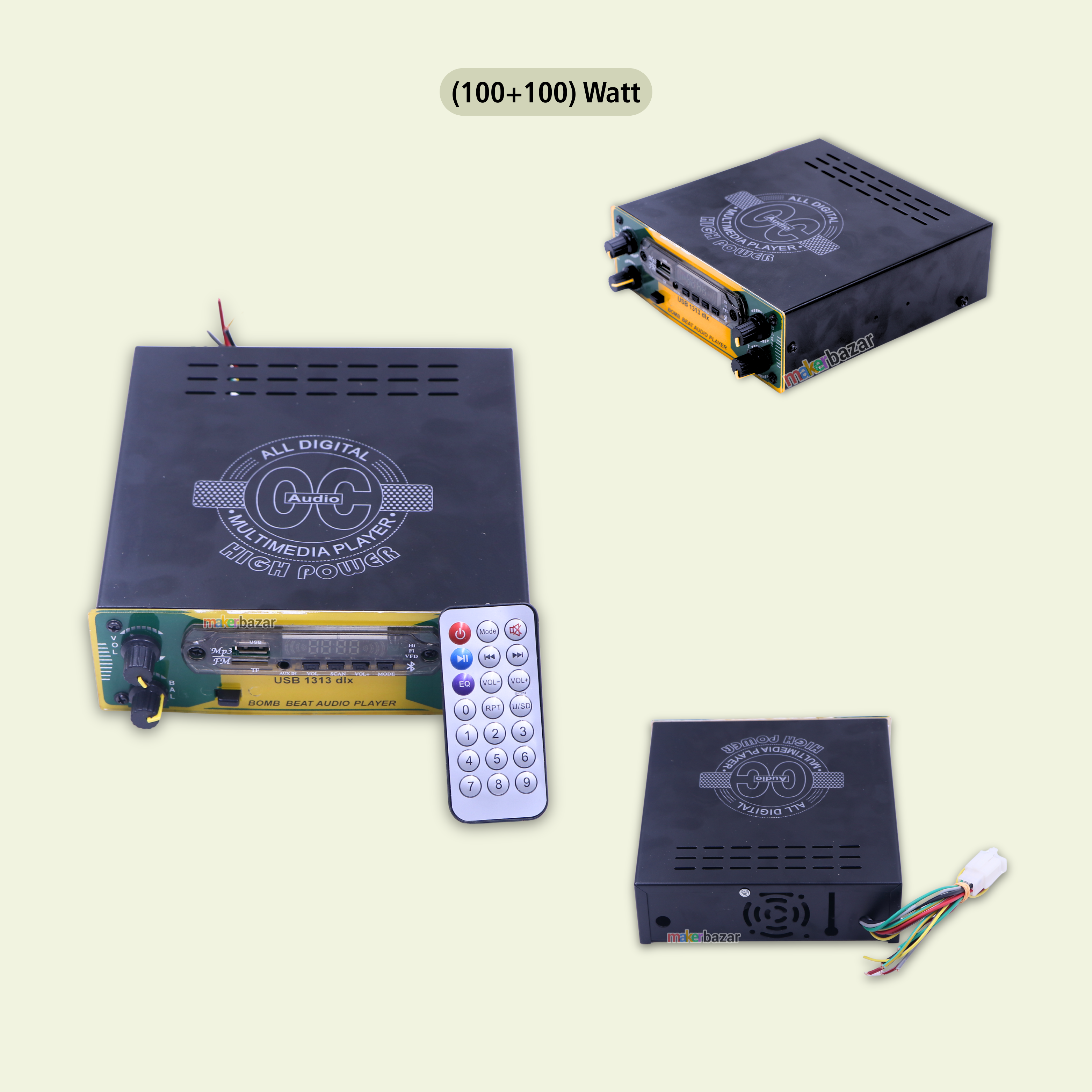 DC Enclosed Metal Body Bluetooth Music Player with Remote (FM/AUX/USB/SD)