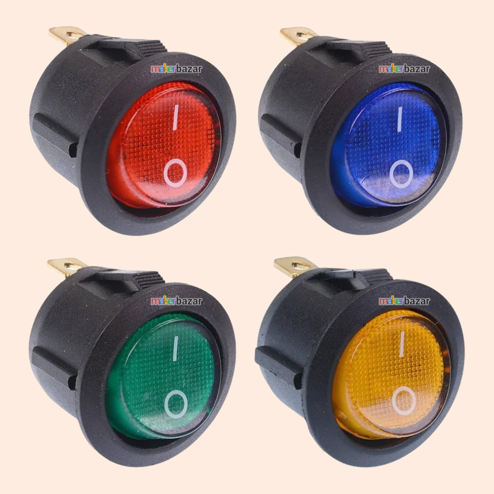 10A 250V AC SPDT ON-OFF 3 Leg Round Rocker Switch with Light