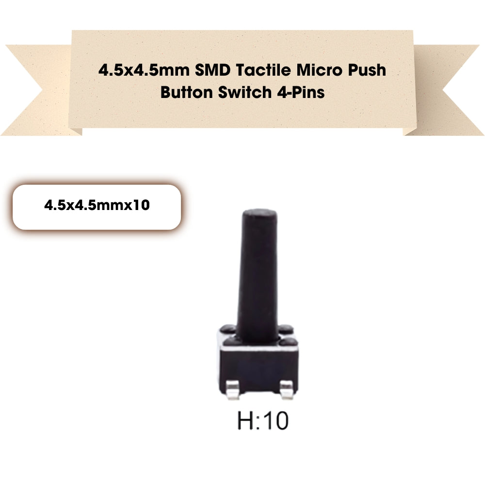 4.5x4.5mm SMD Patch Tactile Micro Push Button Switch 4-Pins