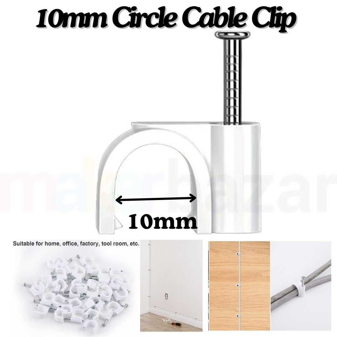 Circle Cable Clip with Metal Nail for Wire Management