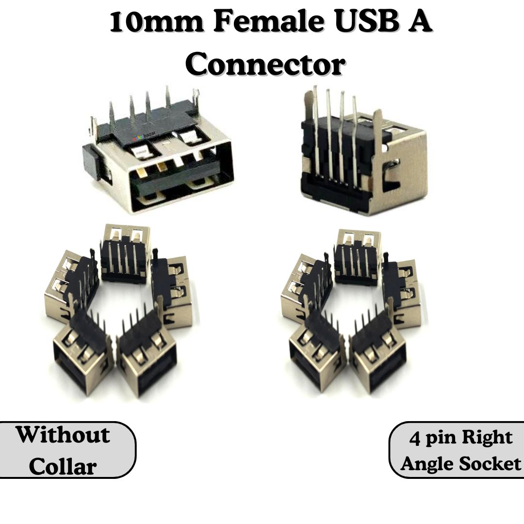 Female USB A Connector 4-Pin Socket (Mount-Type)