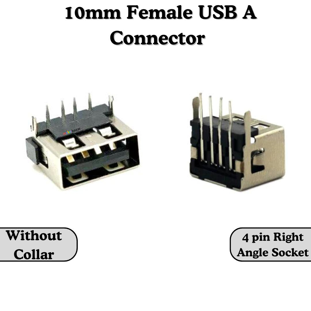 Female USB A Connector 4-Pin Socket (Mount-Type)