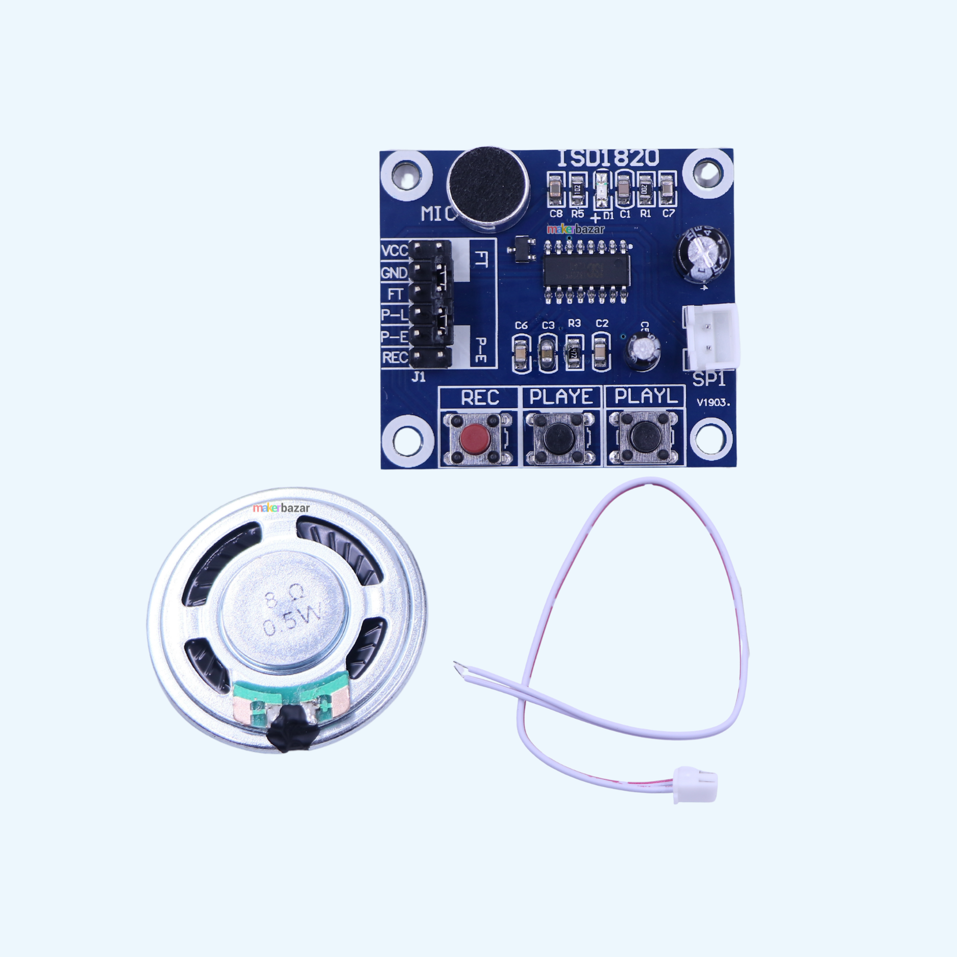 ISD1820 Voice Recorder & Sound Playback Module onboard Microphone & Speaker