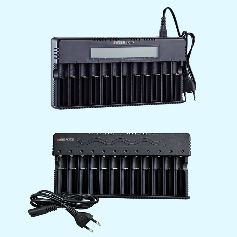 12-Slot Smart Lithium Battery Charger