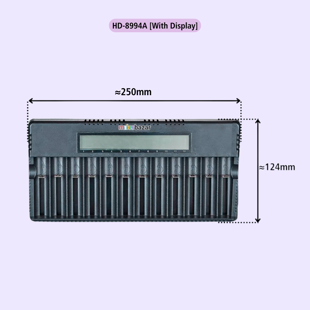 12-Slot Smart Lithium Battery Charger