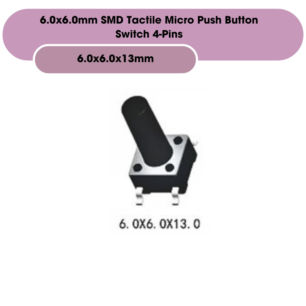 6.0x6.0mm SMD Tactile Micro Push Button Switch 4-Pins