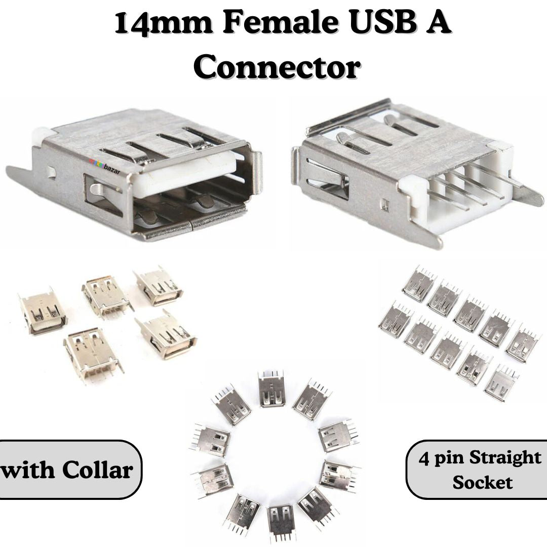 Female USB A Connector 4-Pin Socket (Mount-Type)
