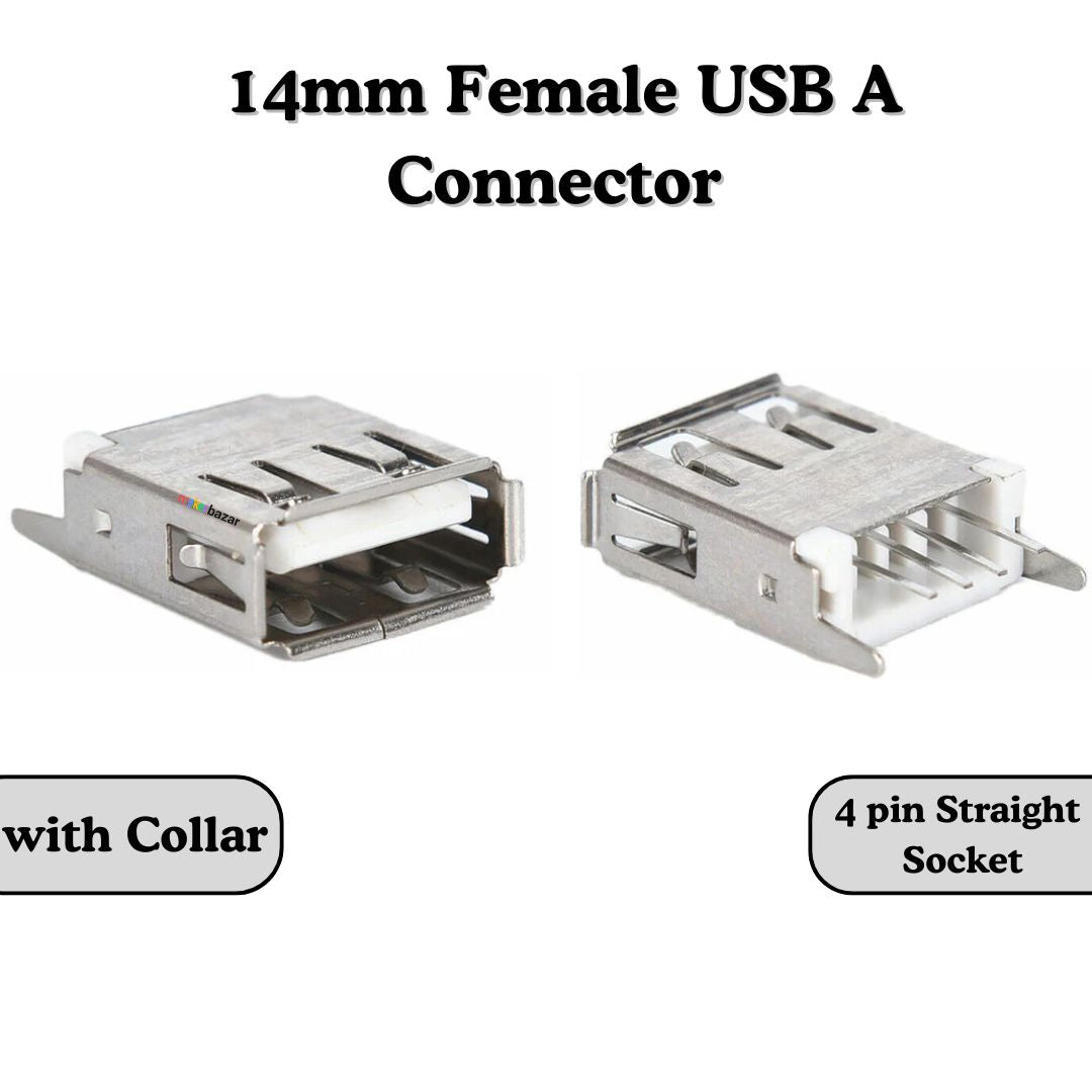 Female USB A Connector 4-Pin Socket (Mount-Type)