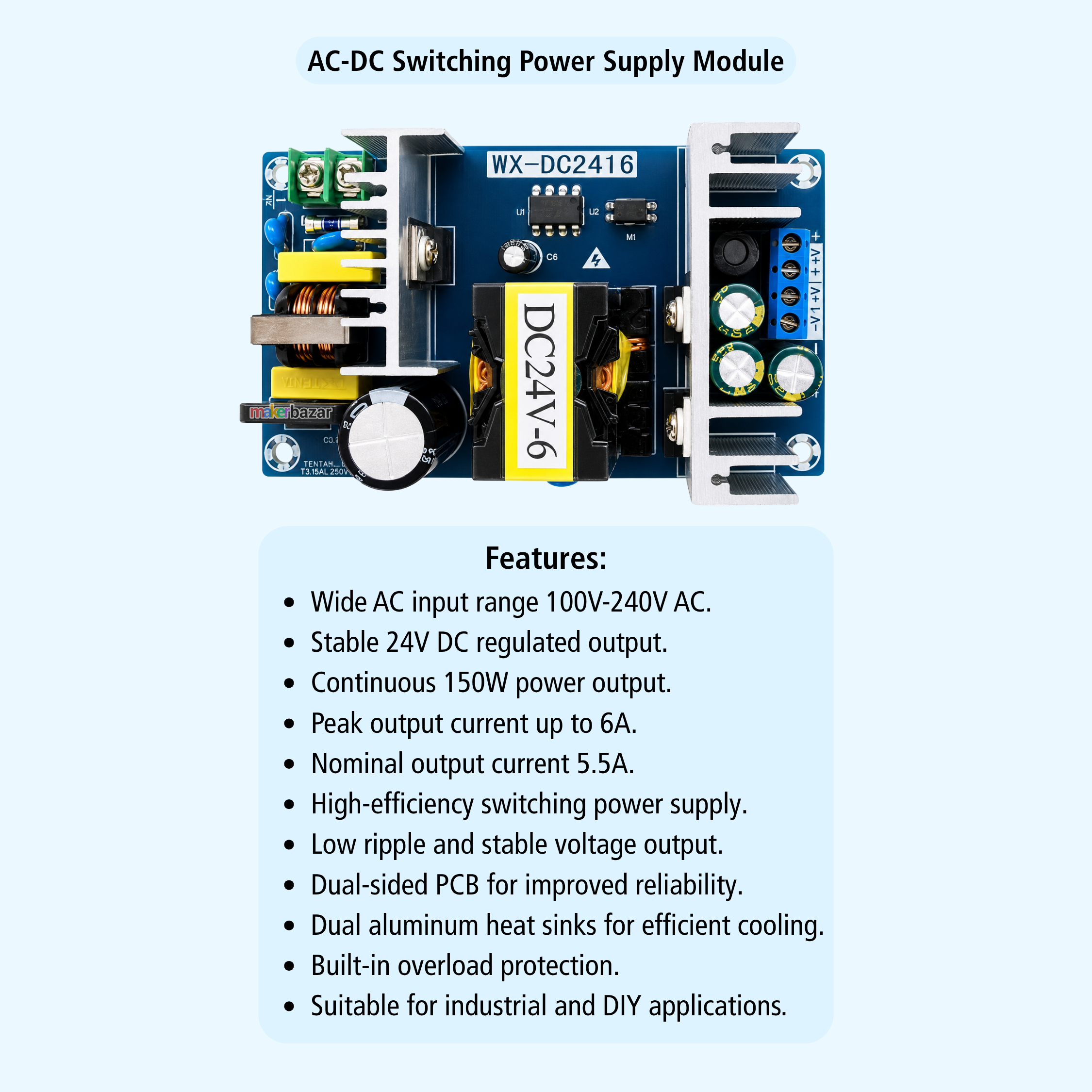 100V-240V to 24Volt AC-DC Switching Power Supply Module