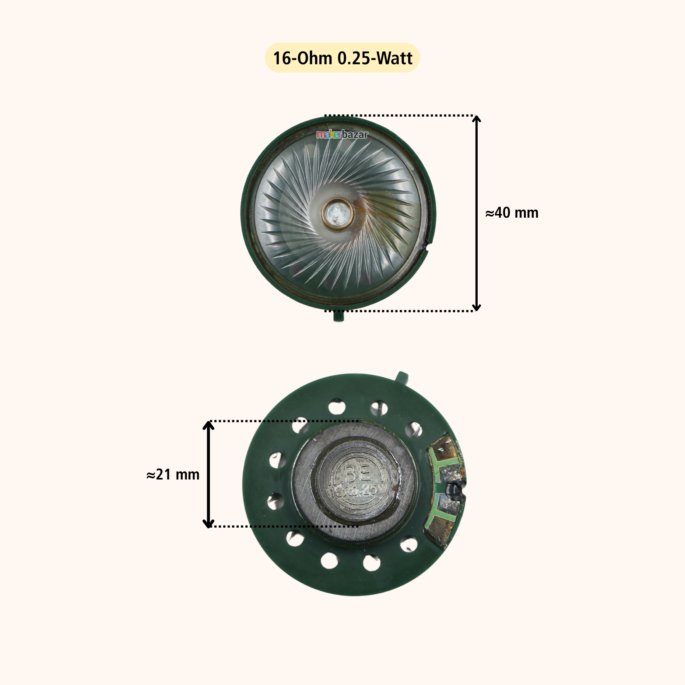 40mm Big Mylar Miniature Speaker Plastic Toy Speaker Green/Black