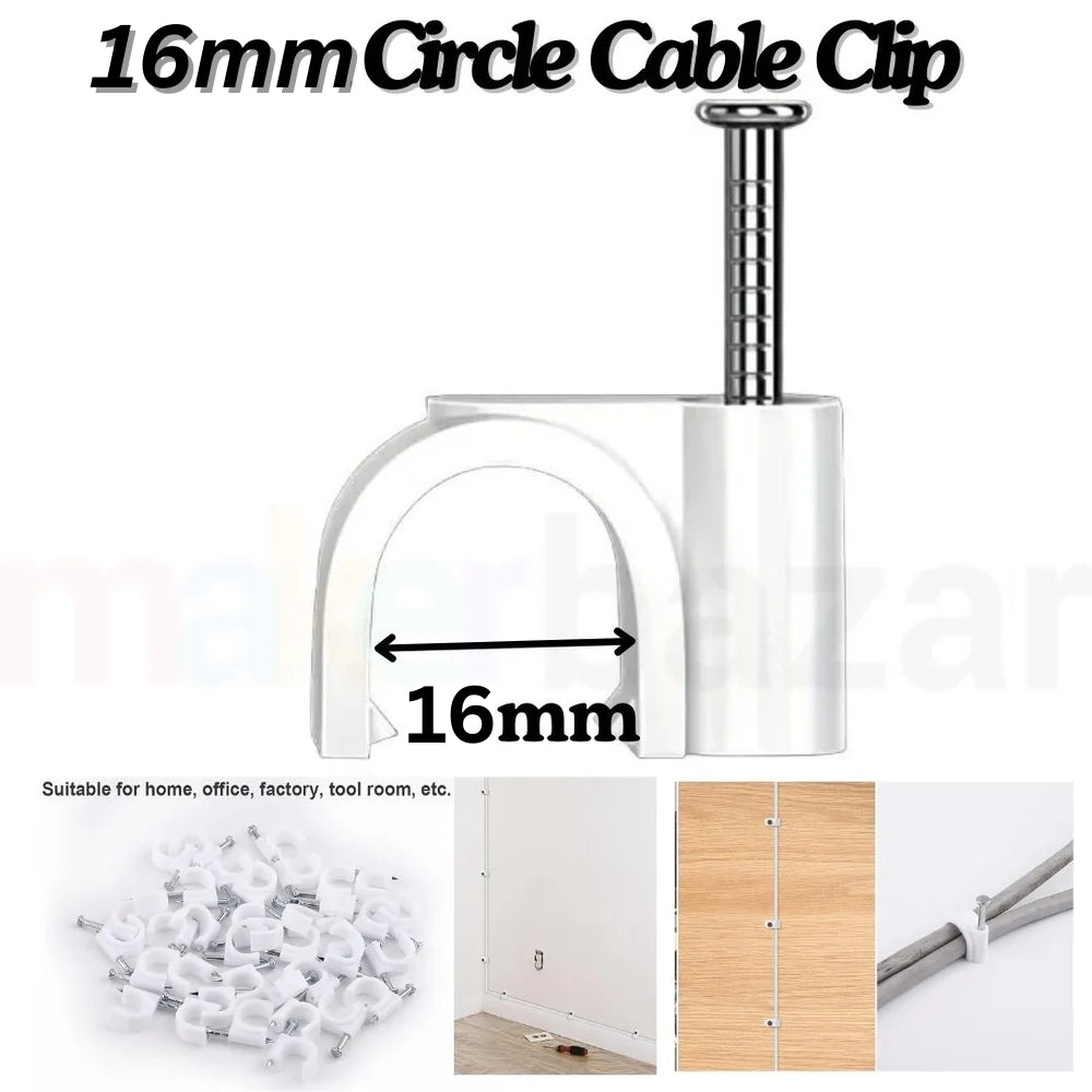 Circle Cable Clip with Metal Nail for Wire Management
