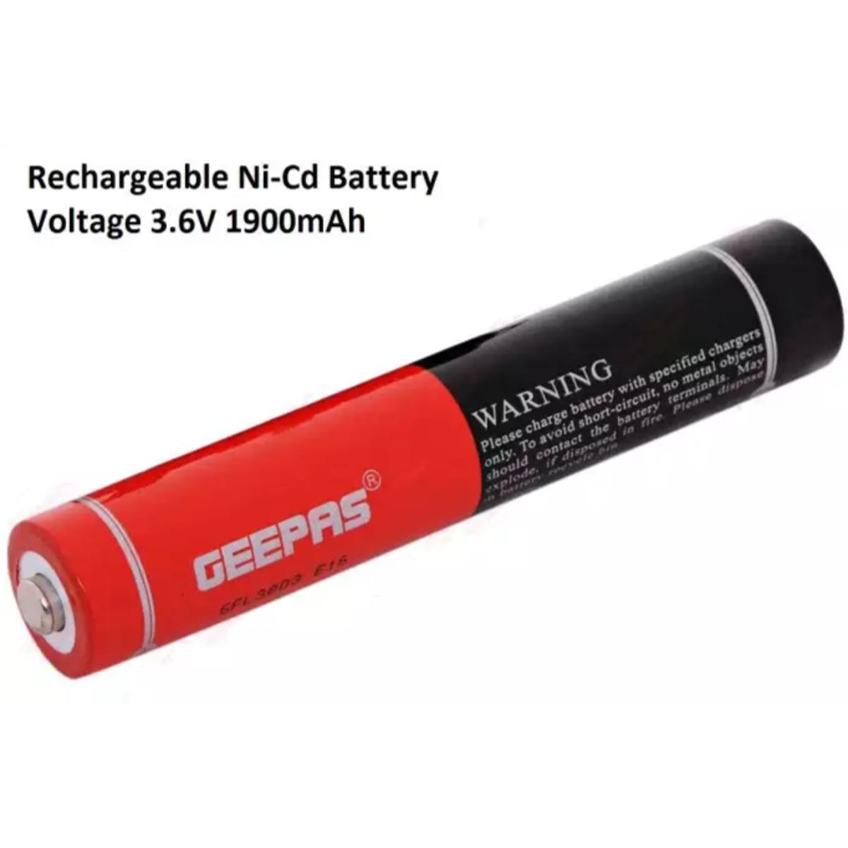 Geepas: 3.6V Size-3SC Cell NiCd Rechargeable Battery with Button Top