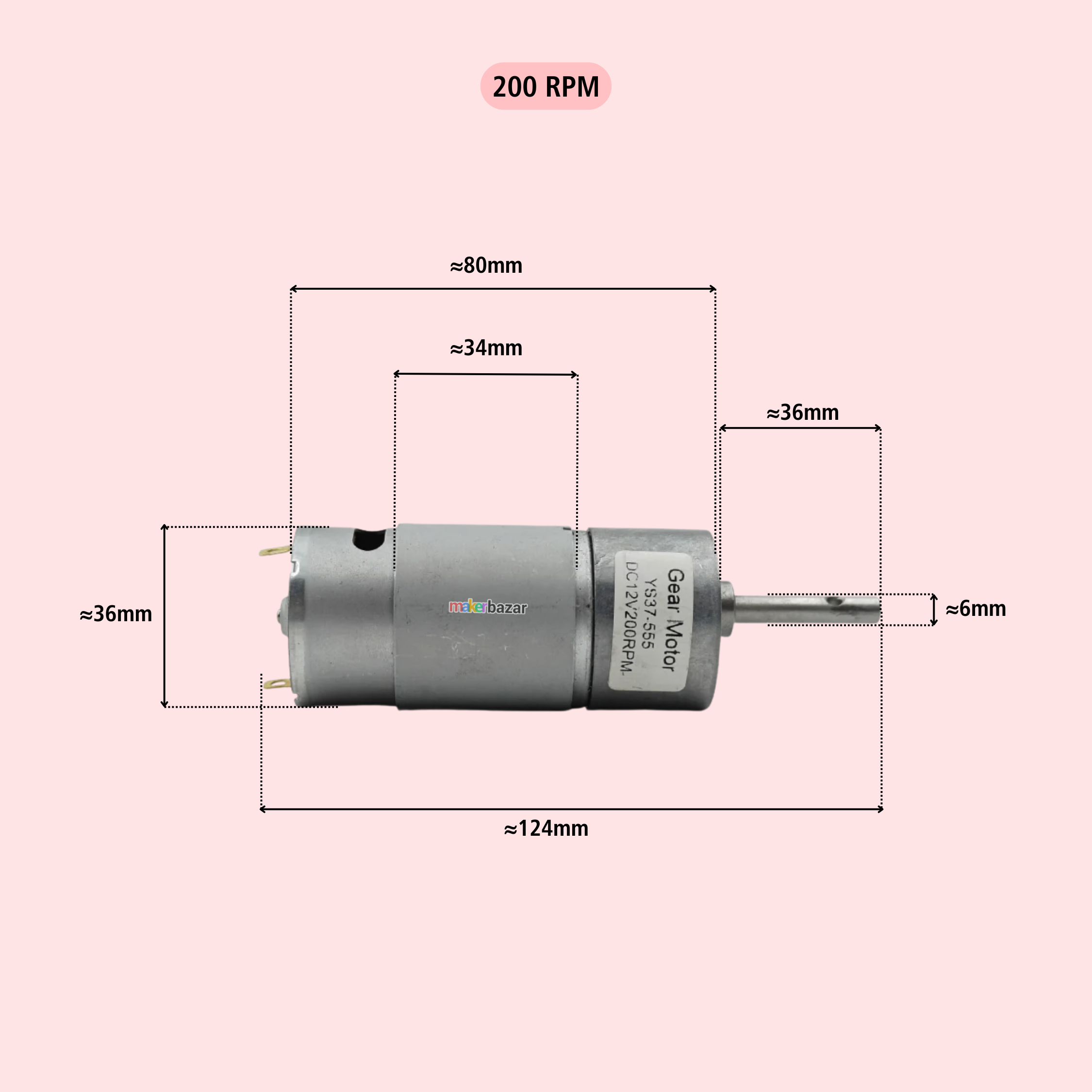 High Torque 555 DC Electric Gear Motor
