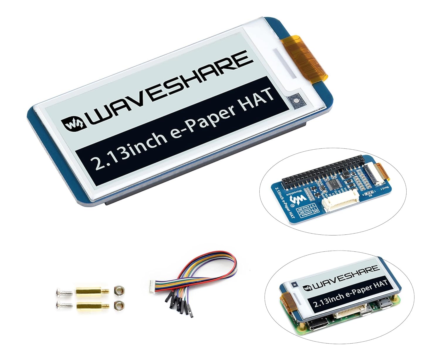 Waveshare: 12915 250x122 2.13inch E-Ink Display HAT for Raspberry Pi B&W
