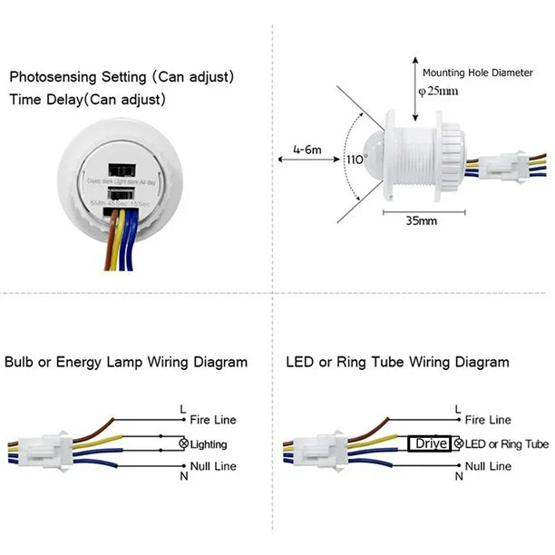 PIR Motion Sensor Switch Mountable Movement Detector