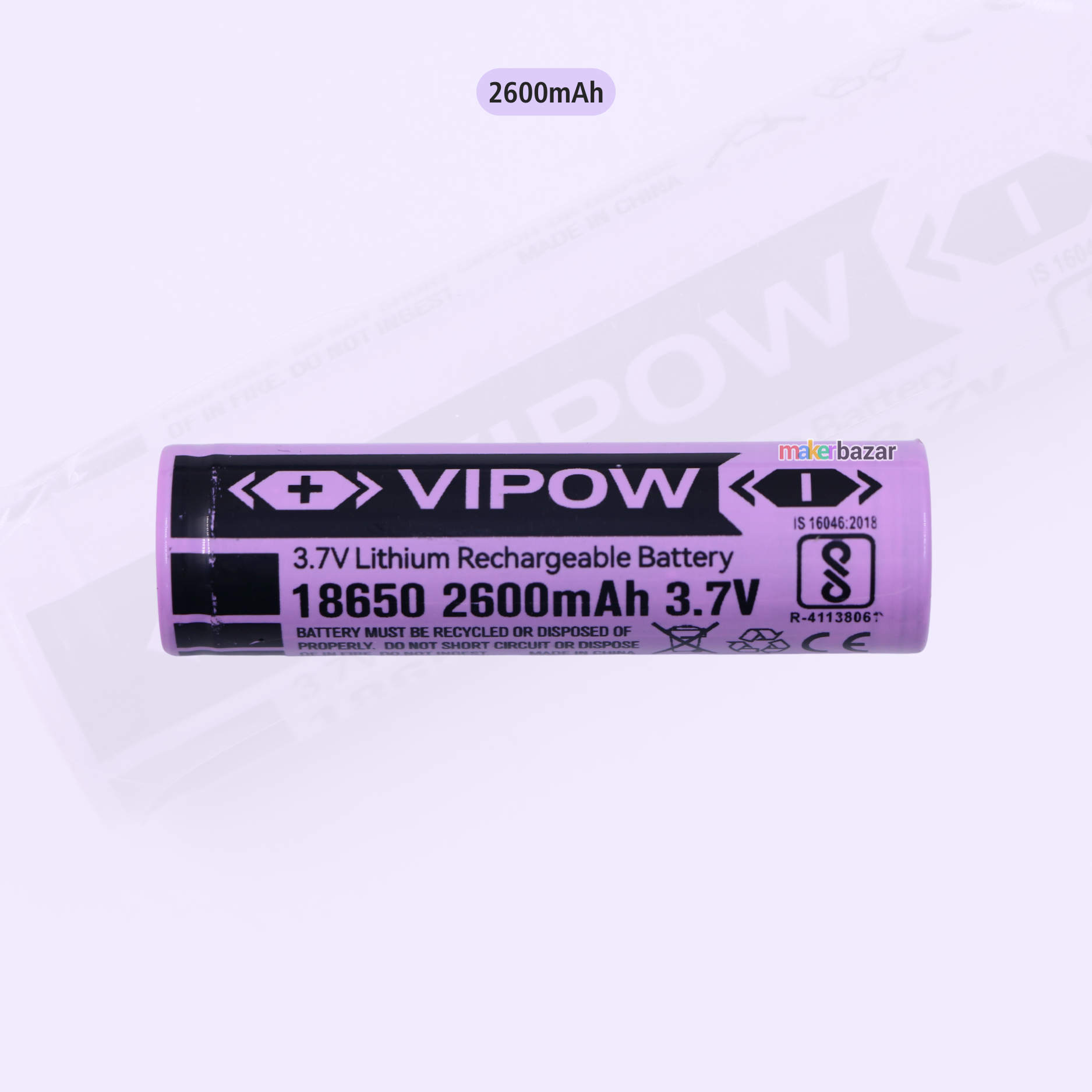 VIPOW: 3.7V 18650 Cell Li-ion Rechargeable Battery