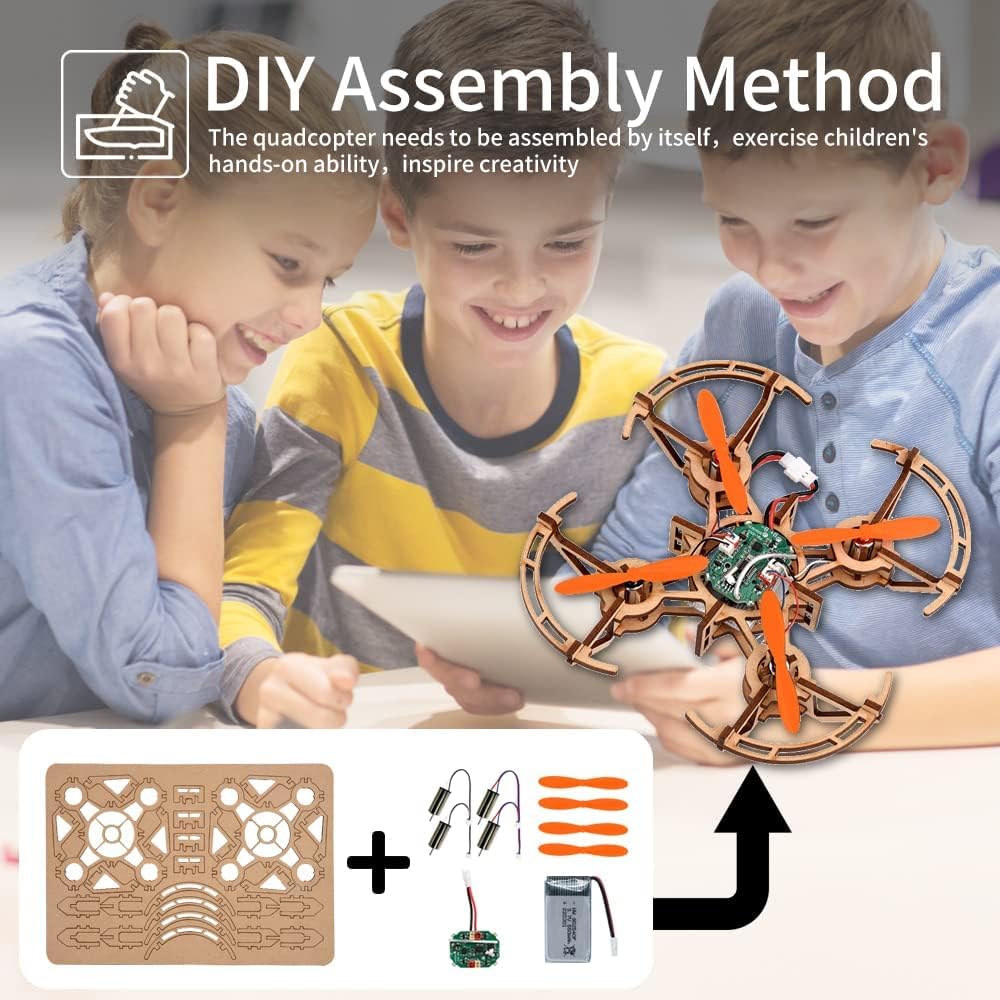 XYQ-2 Wooden Assembly DIY Toy Drone Aircraft with Remote