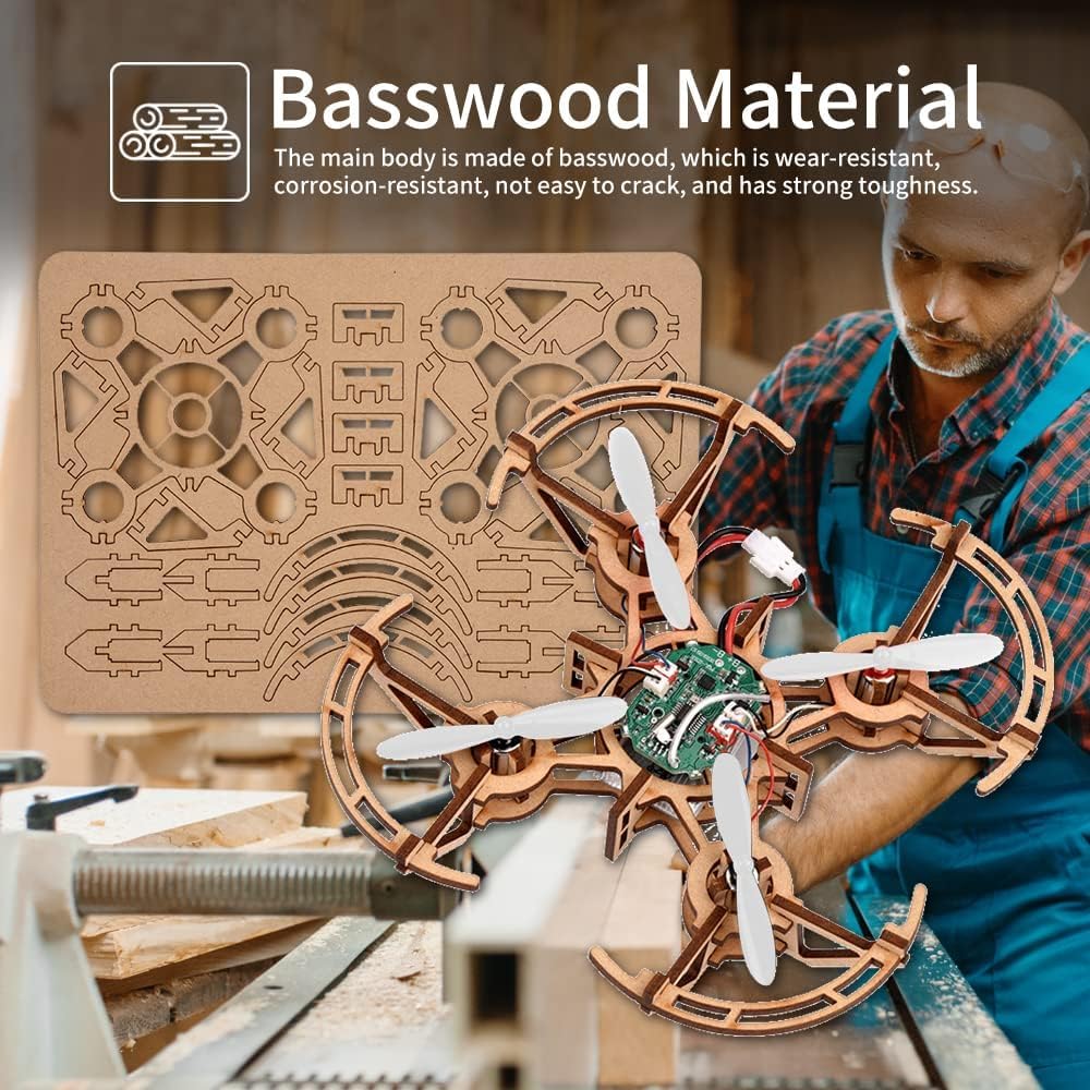 XYQ-2 Wooden Assembly DIY Toy Drone Aircraft with Remote