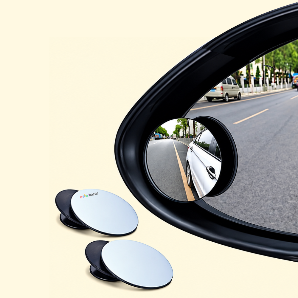 Adjustable Frameless Round Convex Rear View Blind Spot Mirror For Cars - Pack of 2