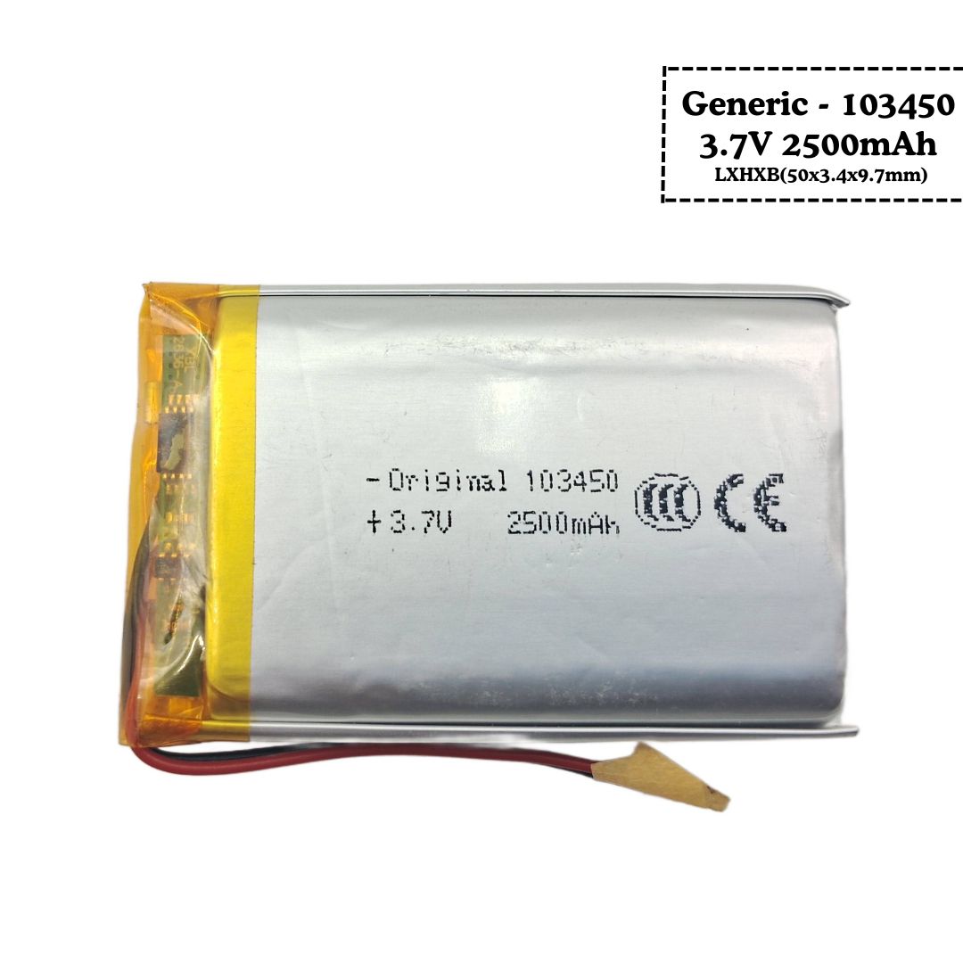 Generic: 103450 3.7V 1800mAh Lipo Battery - Single Cell Lithium Polymer Battery