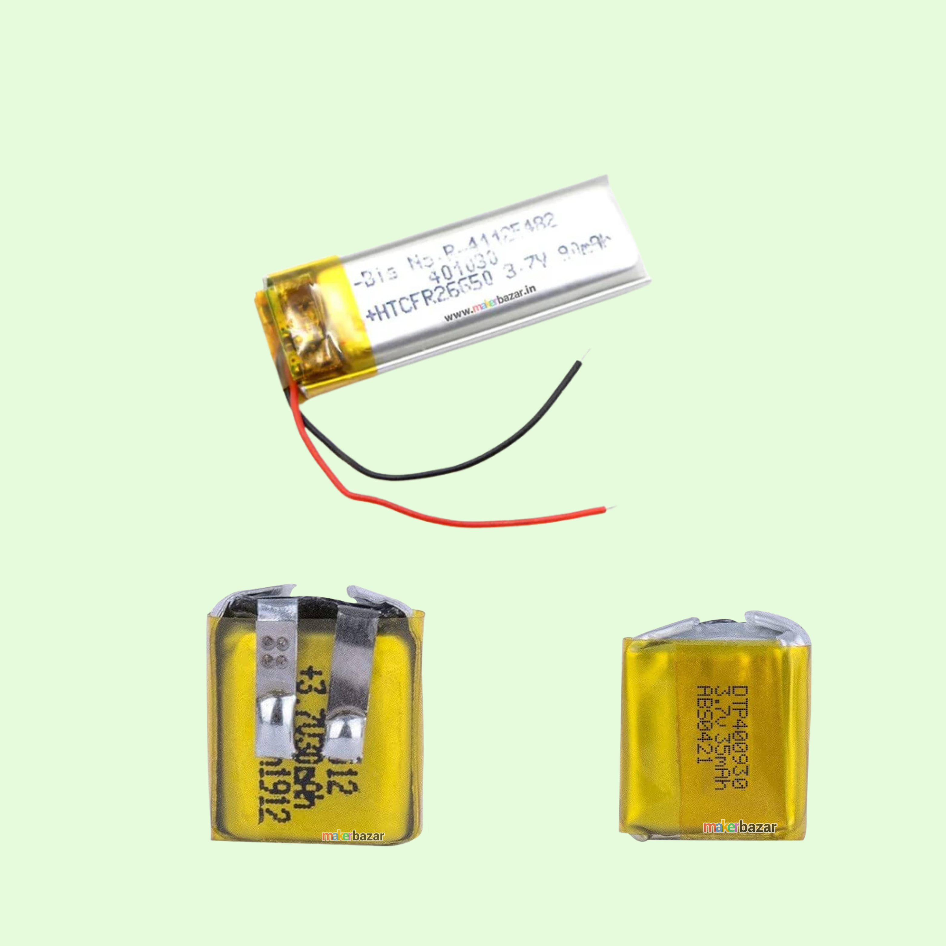 Generic: 3.7V 90mah Lipo Battery - Single Cell Lithium Polymer Battery