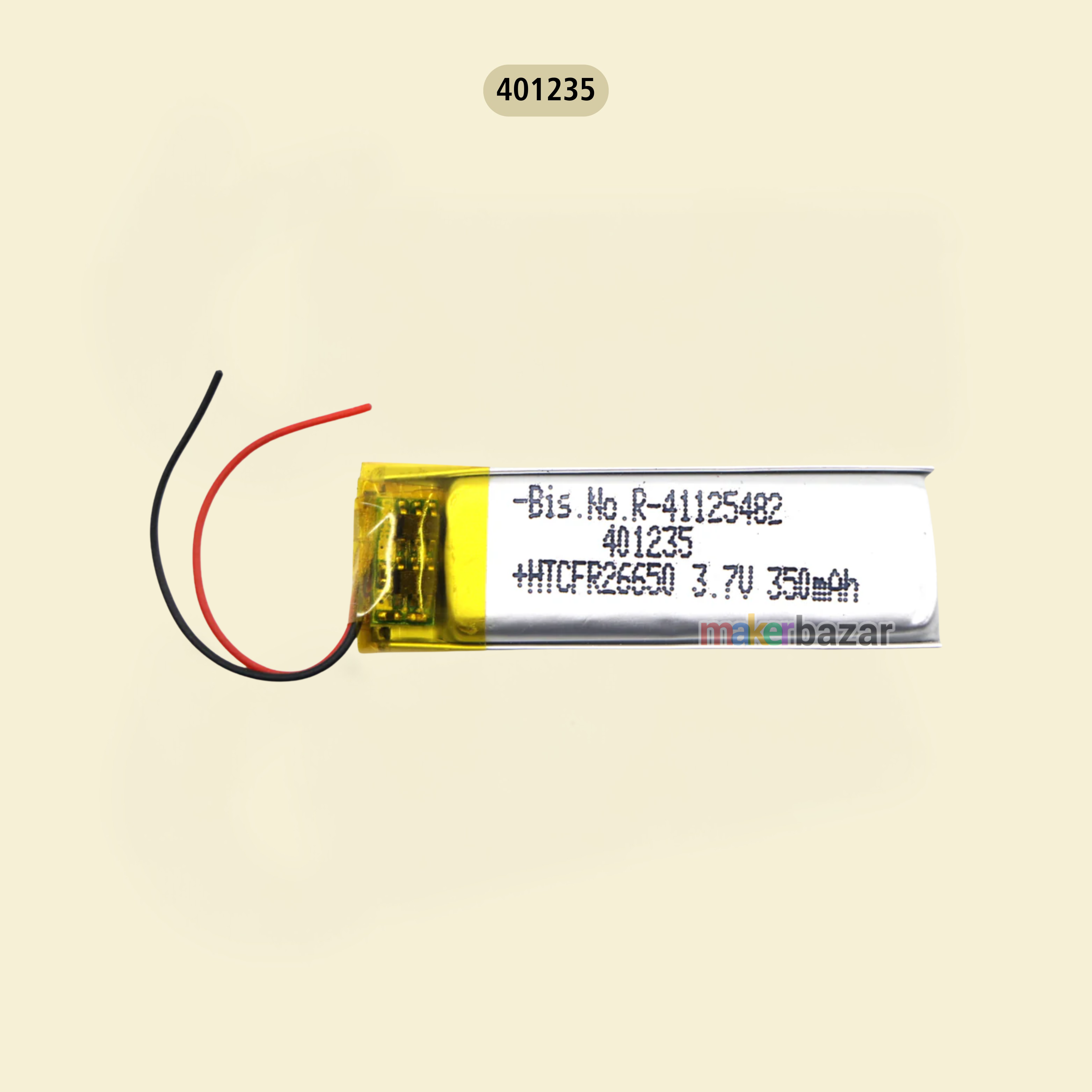 Generic: 3.7V 350mAh Lipo Battery - Single Cell Lithium Polymer Battery