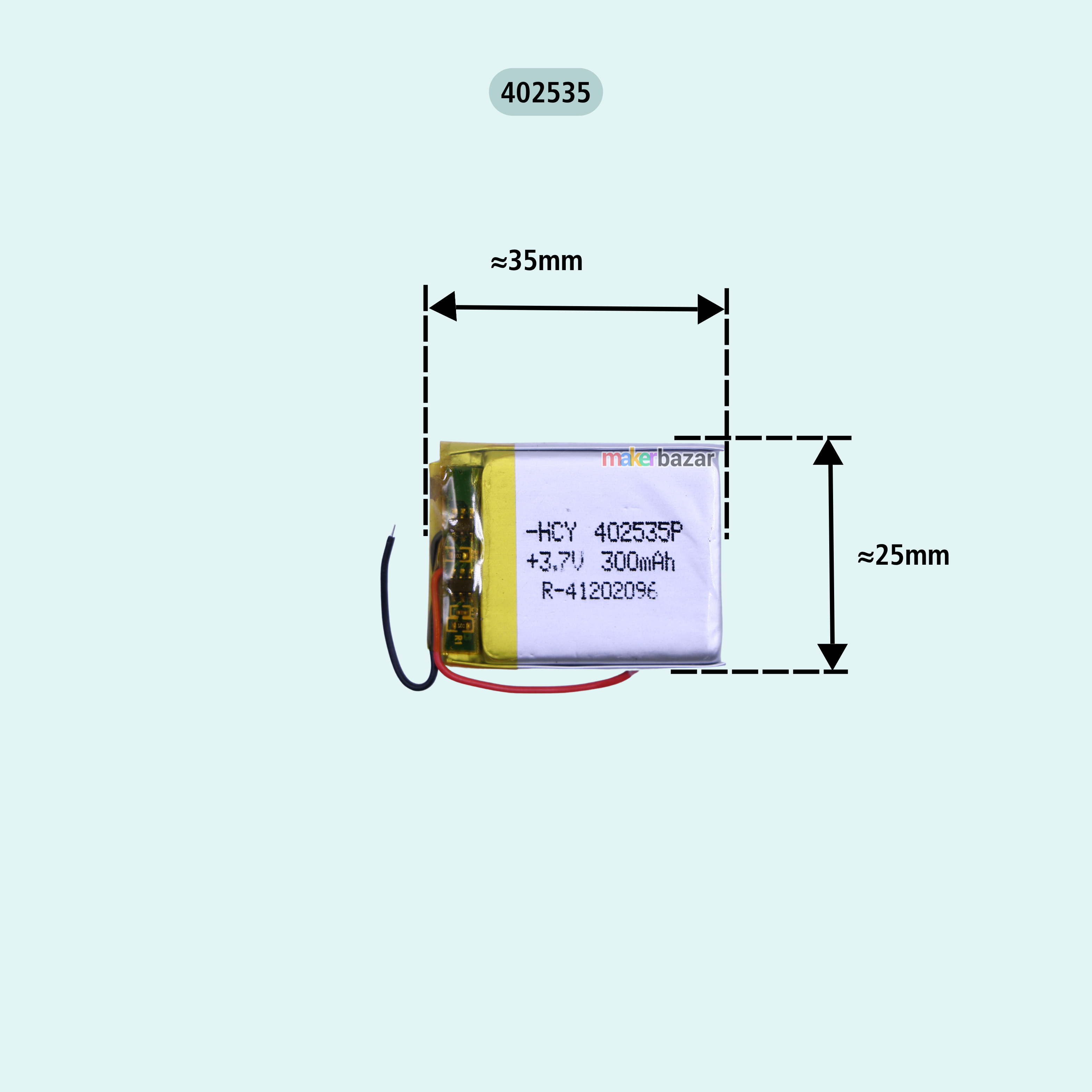 Generic: 3.7V 300mah Lipo Battery - Single Cell Lithium Polymer Battery