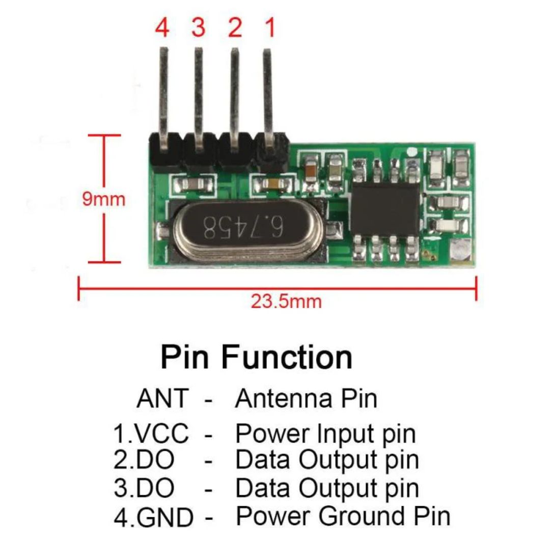 433MHz RF Receiver Module with Antenna