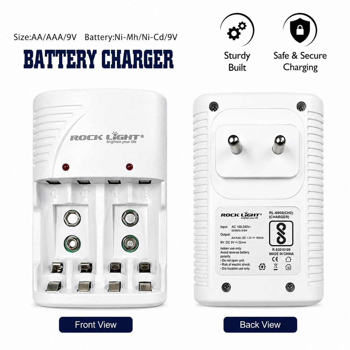 Generic: AA/AAA & 9V Combo Battery Charger