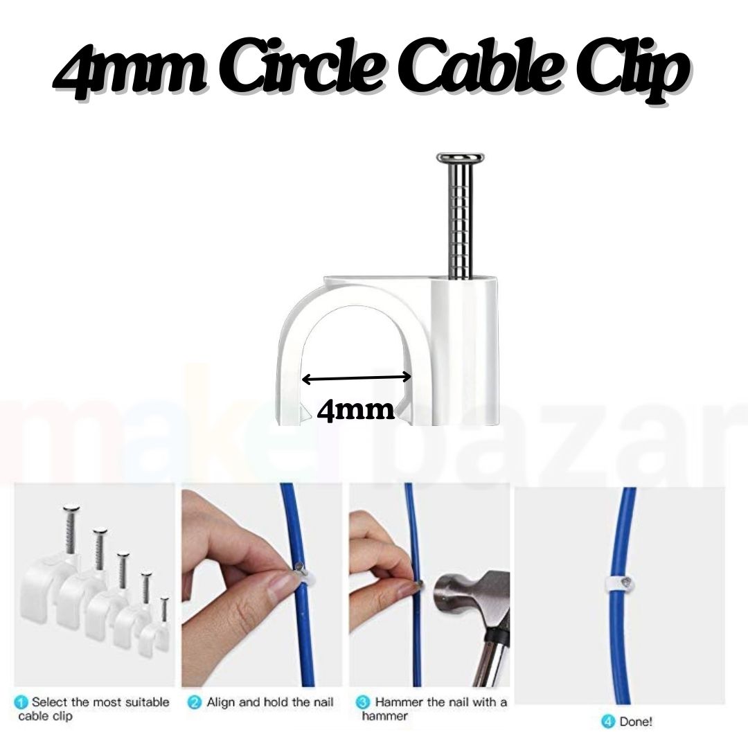 Circle Cable Clip with Metal Nail for Wire Management