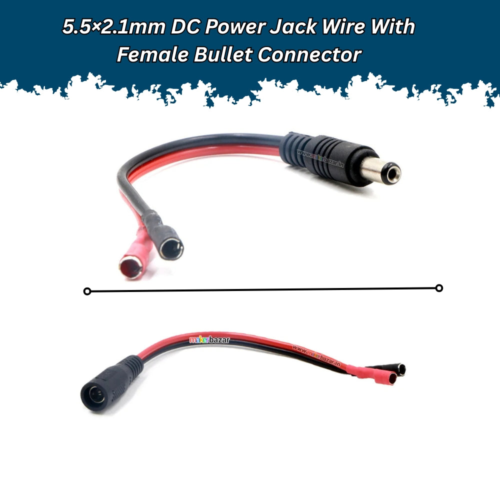 5.5×2.1mm DC Power Jack Wire With Female Bullet Connector
