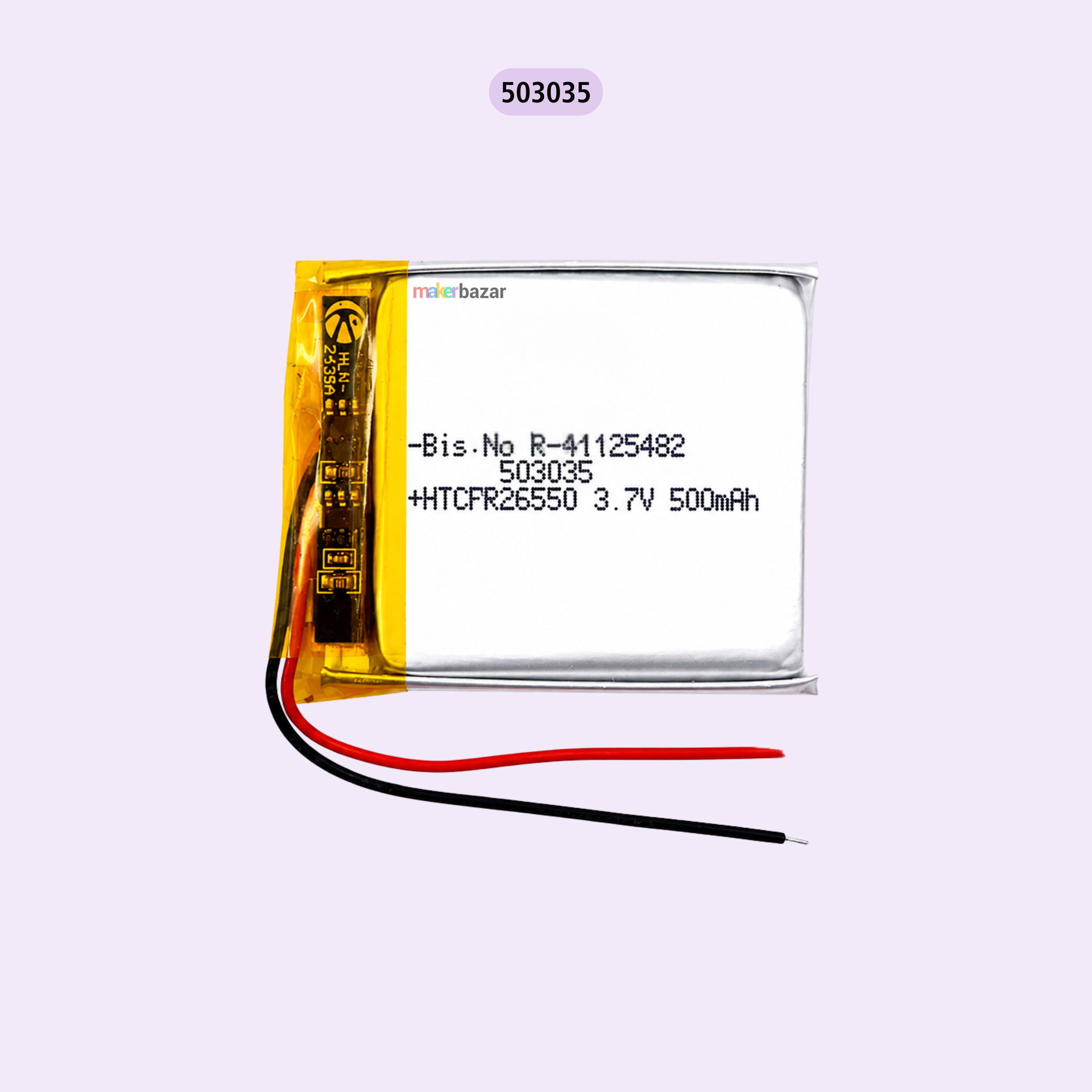 Generic: 3.7V 500mAh Lipo Battery - Single Cell Lithium Polymer Battery