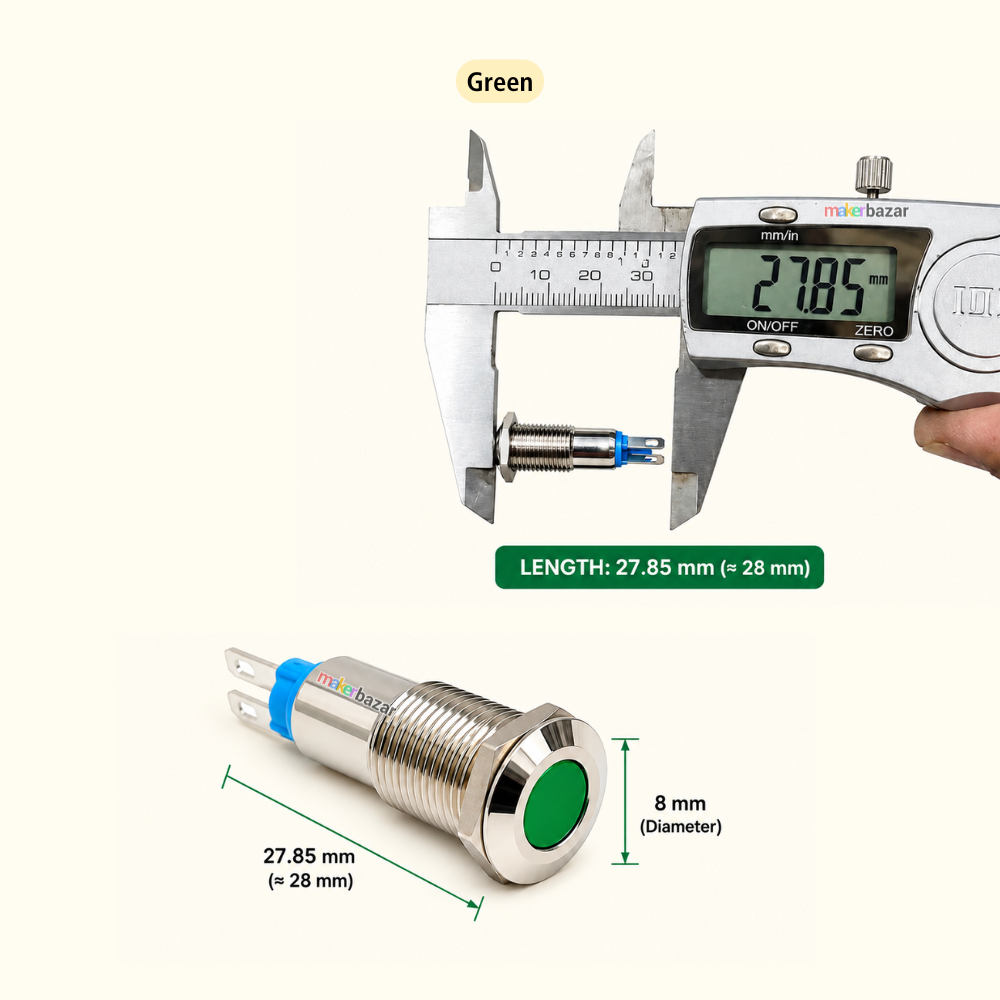 9-12V Flat-Top LED Metal Indicator Light
