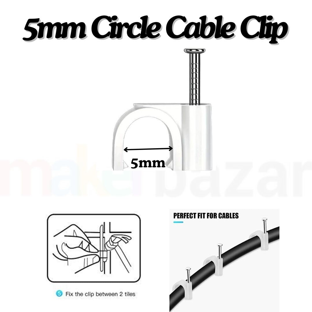 Circle Cable Clip with Metal Nail for Wire Management
