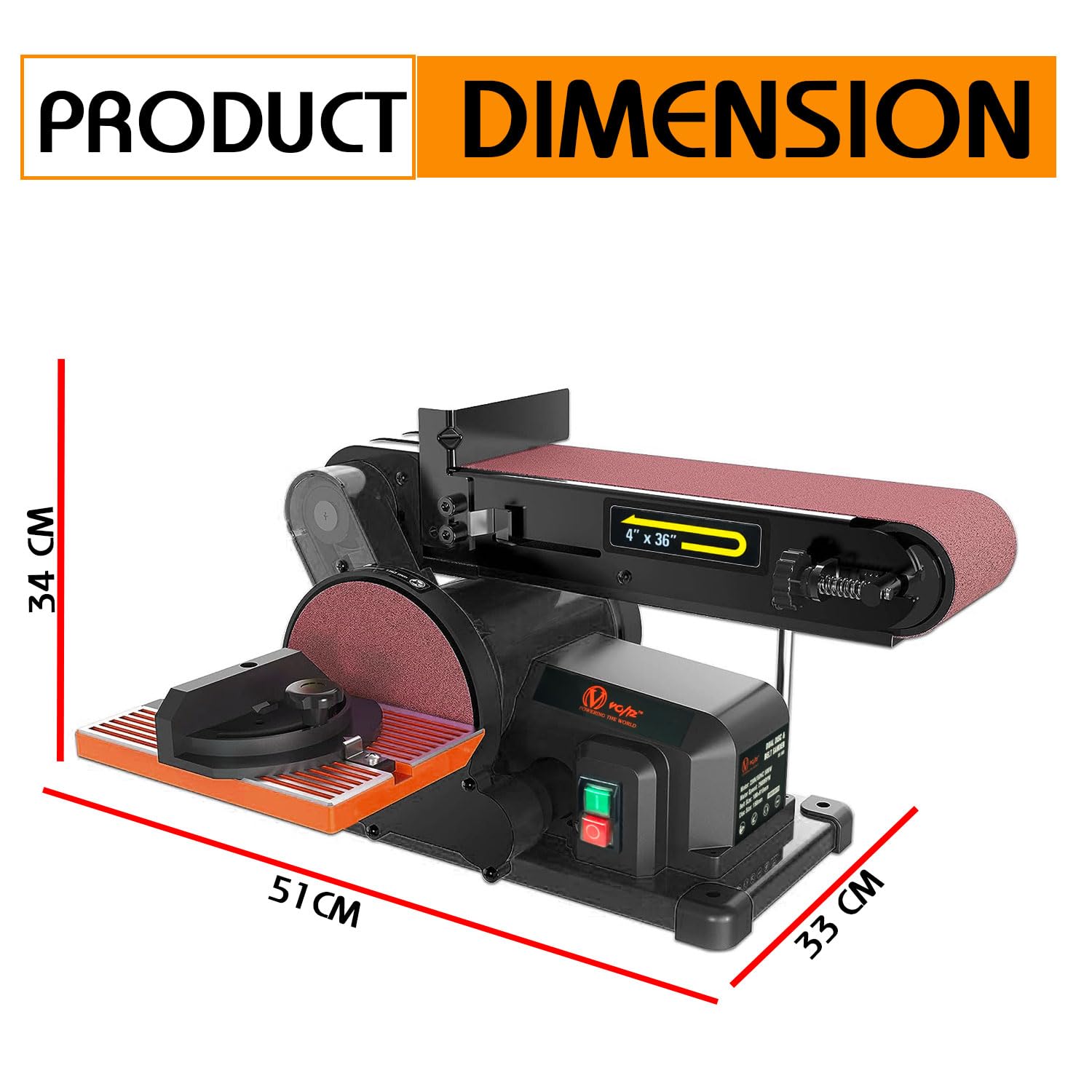 VOLTZ VZ-DS-500 Electric Belt Grinder Sander 6 Inch Electric Belt & Disc Sander
