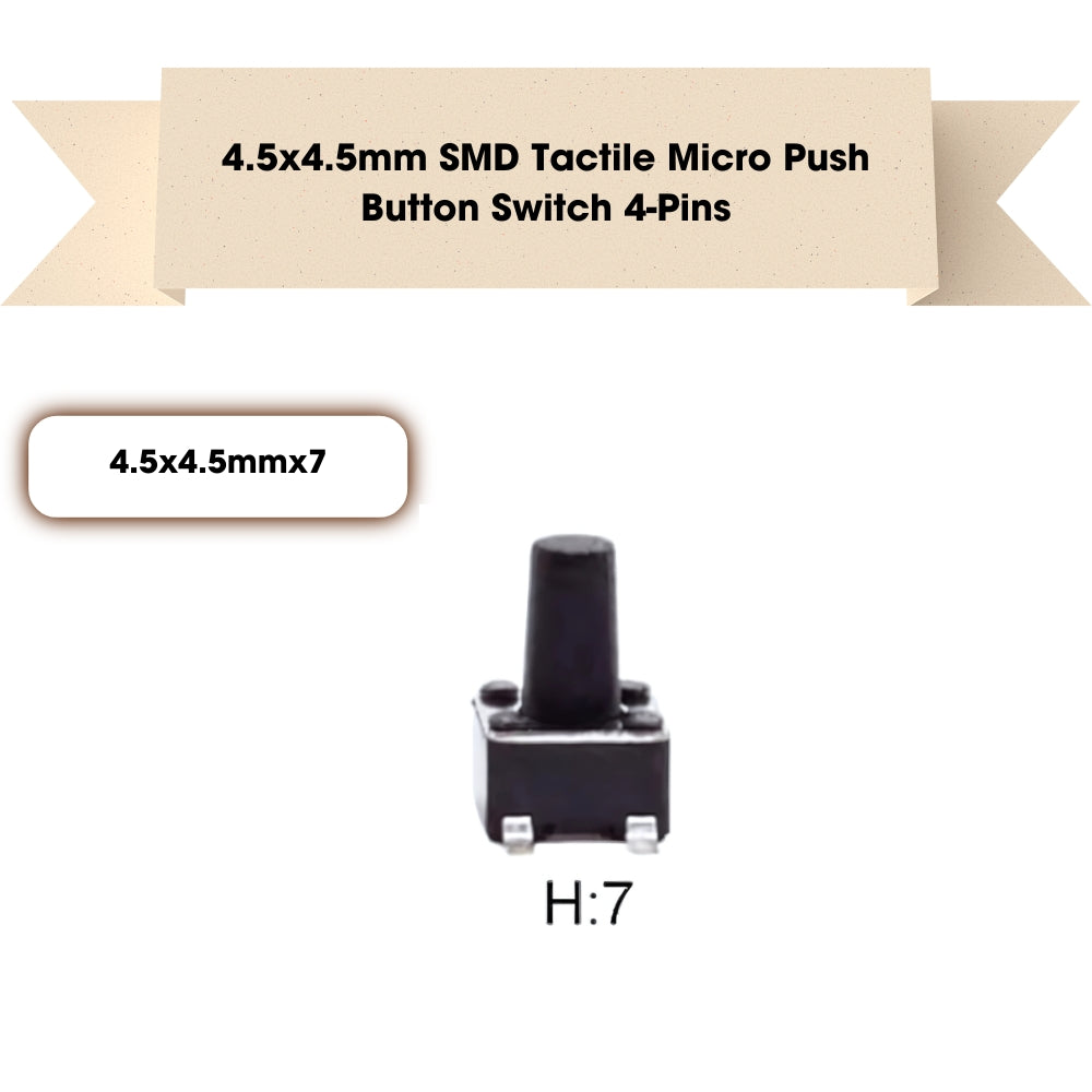 4.5x4.5mm SMD Patch Tactile Micro Push Button Switch 4-Pins