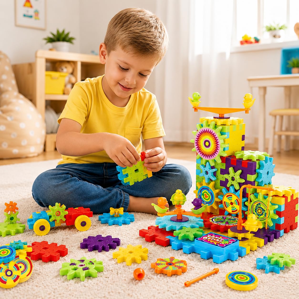 101-Pcs Miracle Motorized Spinning Rotating Gear Blocks