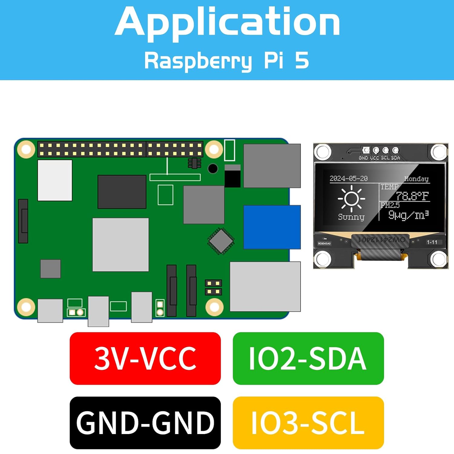 1.3in SSD1106-Controller 128x64 I2C OLED Display