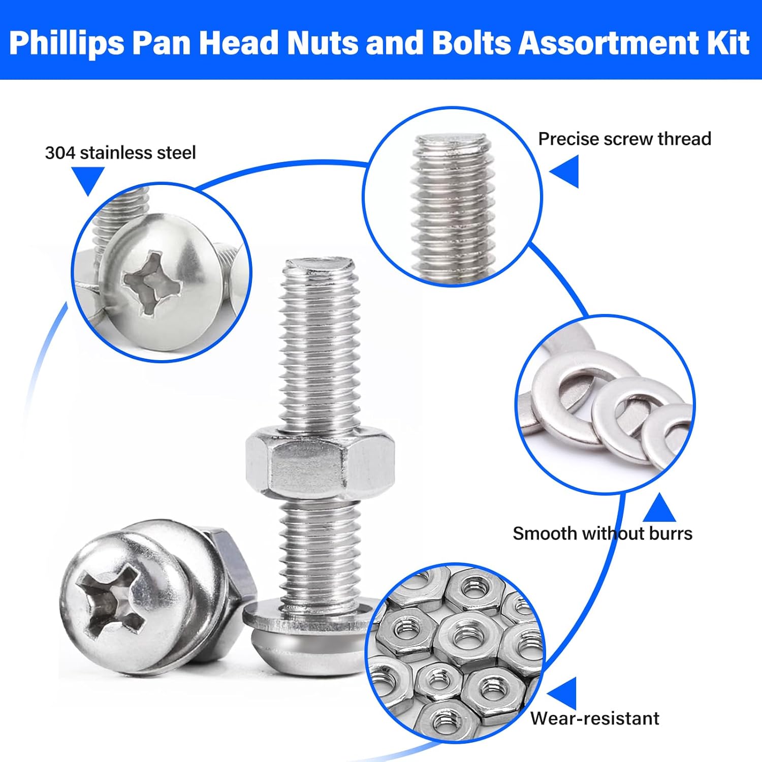 1110PCS Heavy Duty Bolt and Nut Assortment Kit (#4-40#6-32#8-32#10-24)