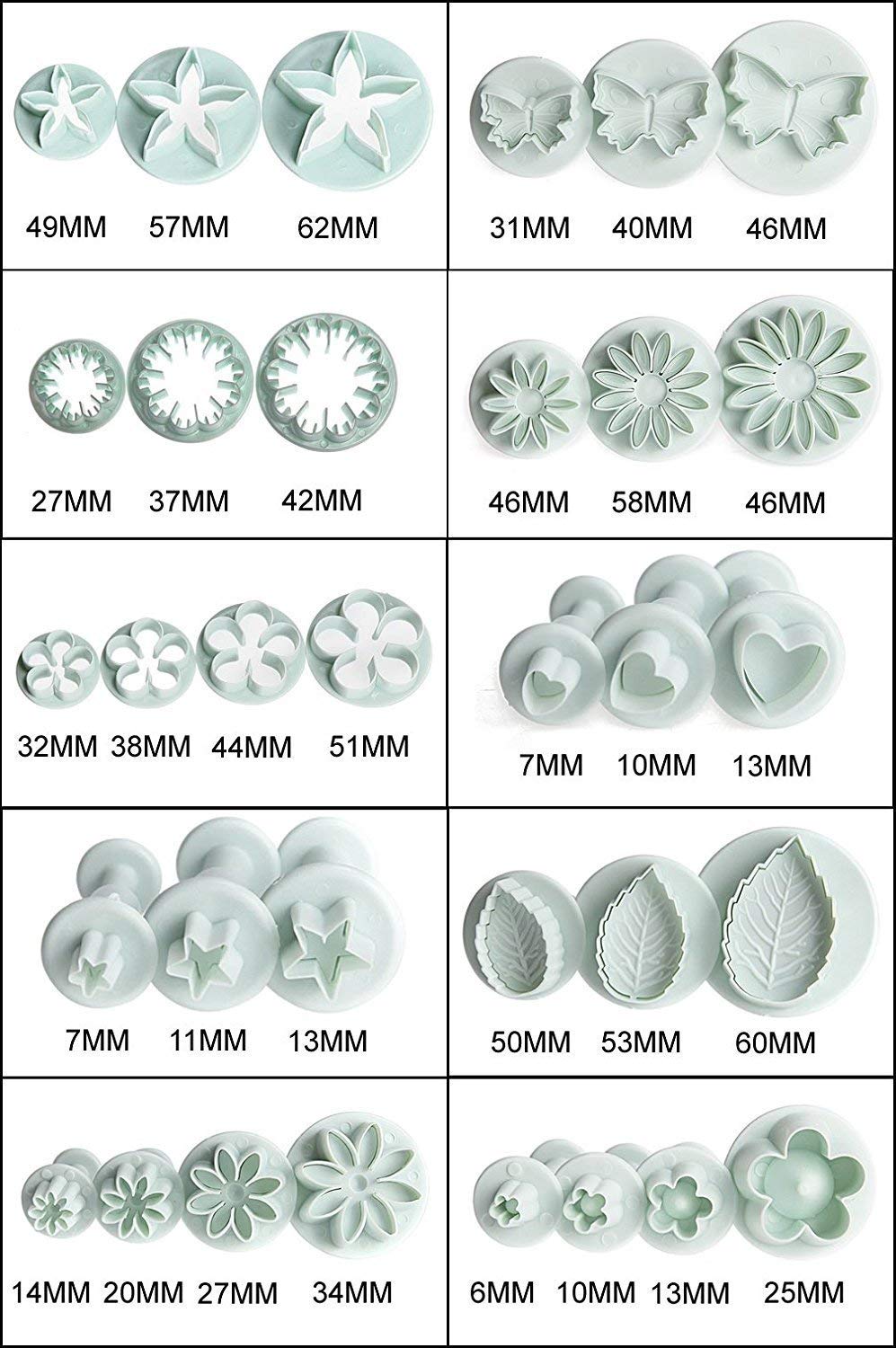 33pcs Fondant Plunger Cutter Set with 14pcs Modelling Tools Cookie Cutter