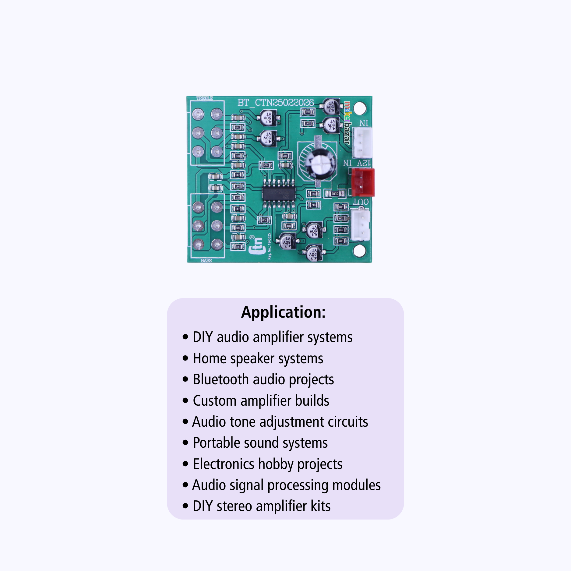 LM324 SMD Bass Treble Tone Control Preamplifier Board – 12V Audio Preamp Module