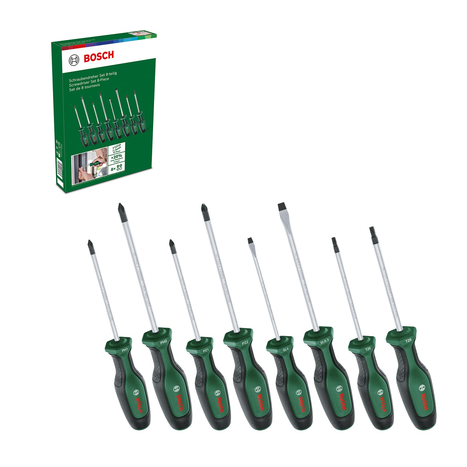 Bosch Screwdriver Set With Soft-Grip and Magnetic-Tip