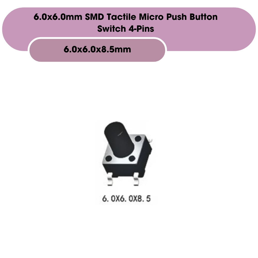 6.0x6.0mm SMD Tactile Micro Push Button Switch 4-Pins