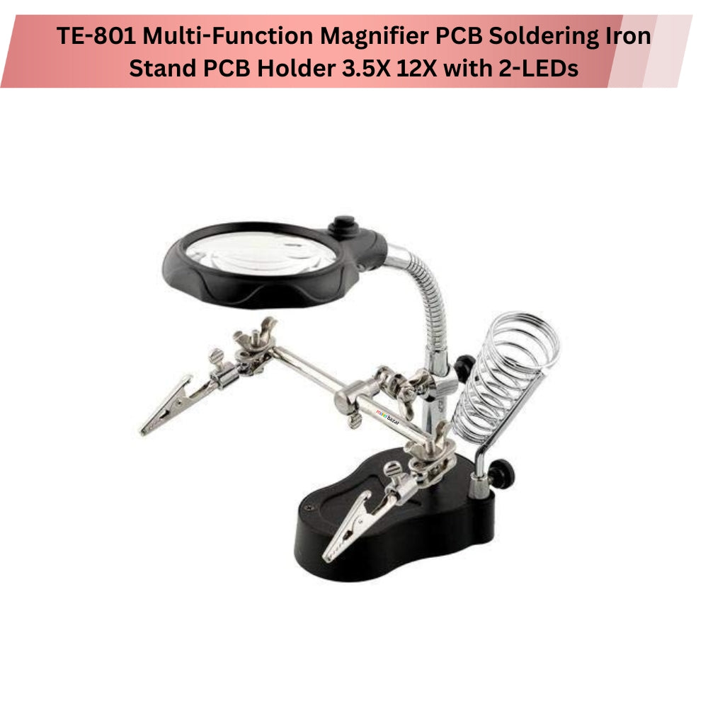 Third Helping Hand Soldering Iron Stand with Magnifier, Auxiliary Clips and LEDs