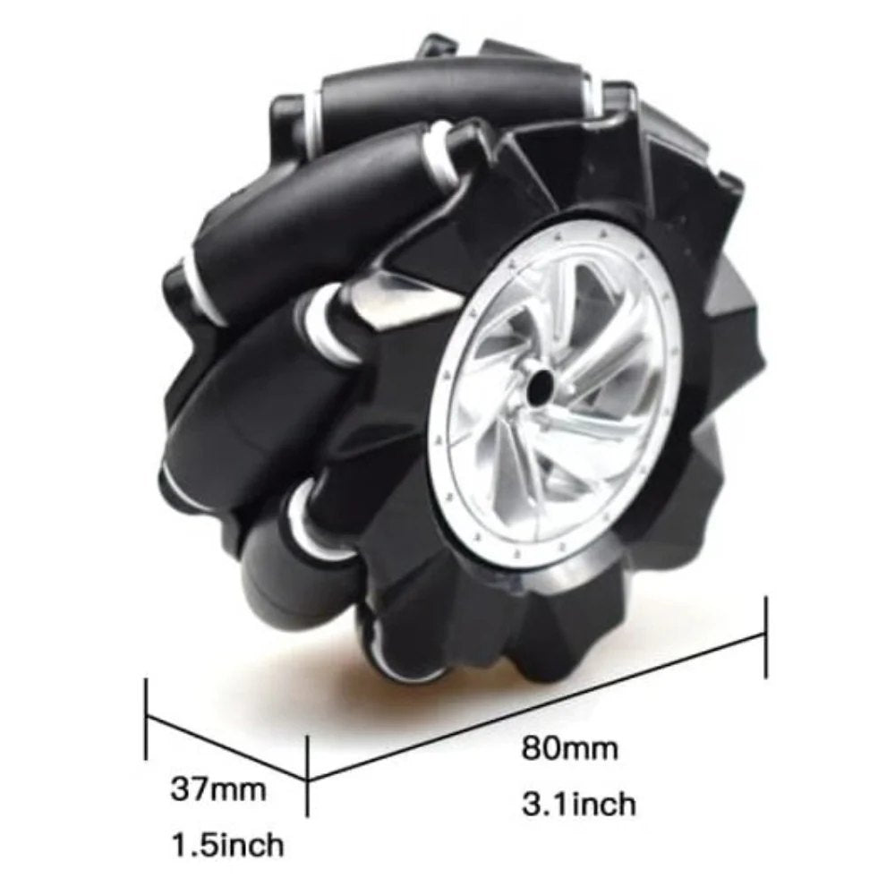 80mm-K 80x37mm Mecanum Omni-Directional Wheel for TT Motors (Set of 4pcs)
