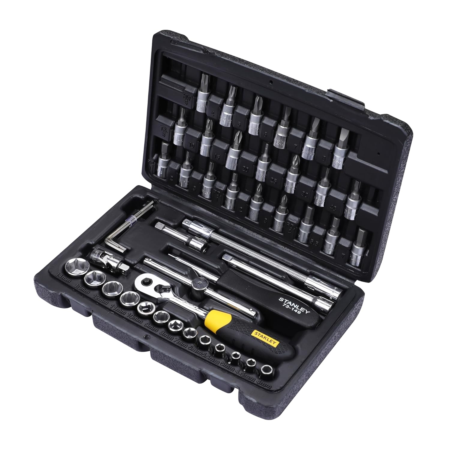 Stanley STMT72794-8 1/4'' 46pcs Square Drive Metric Socket & Bit Set