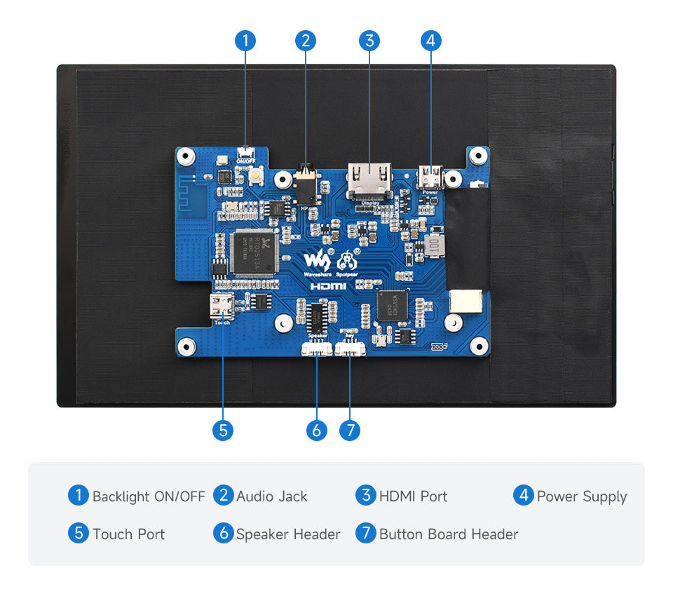 Waveshare: 23739 10.1DP-CAPLCD 10.1inch Capacitive Touch Display 1280×800 for Raspberry Pi - IPS, HDMI