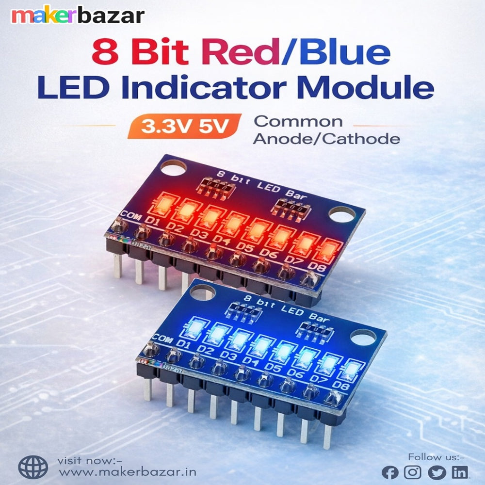 8 Bit Red/Blue LED Indicator Module 3.3V 5V Common Anode/Cathode