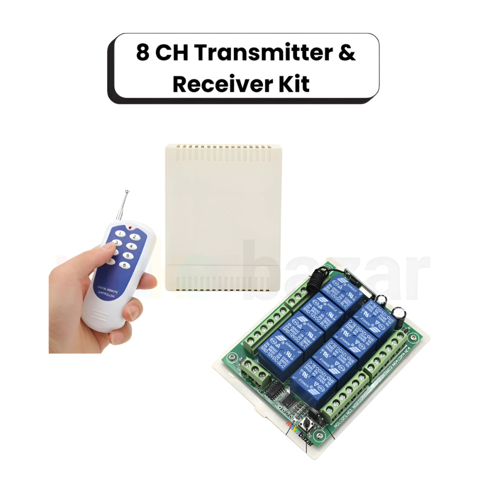 433Mhz 8-Way Learning Wireless Remote Control with Relay Switch Combo